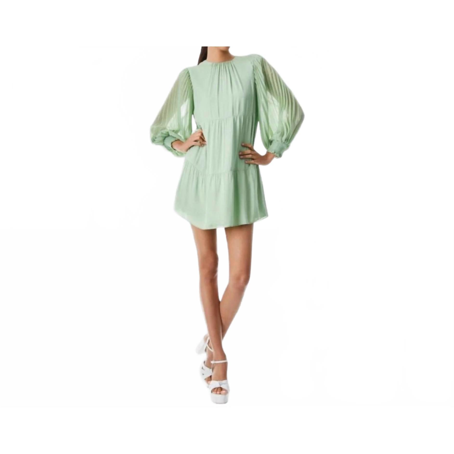 New Alice + Olivia Antonette Crew Neck Mini Dress In Sea-Foam